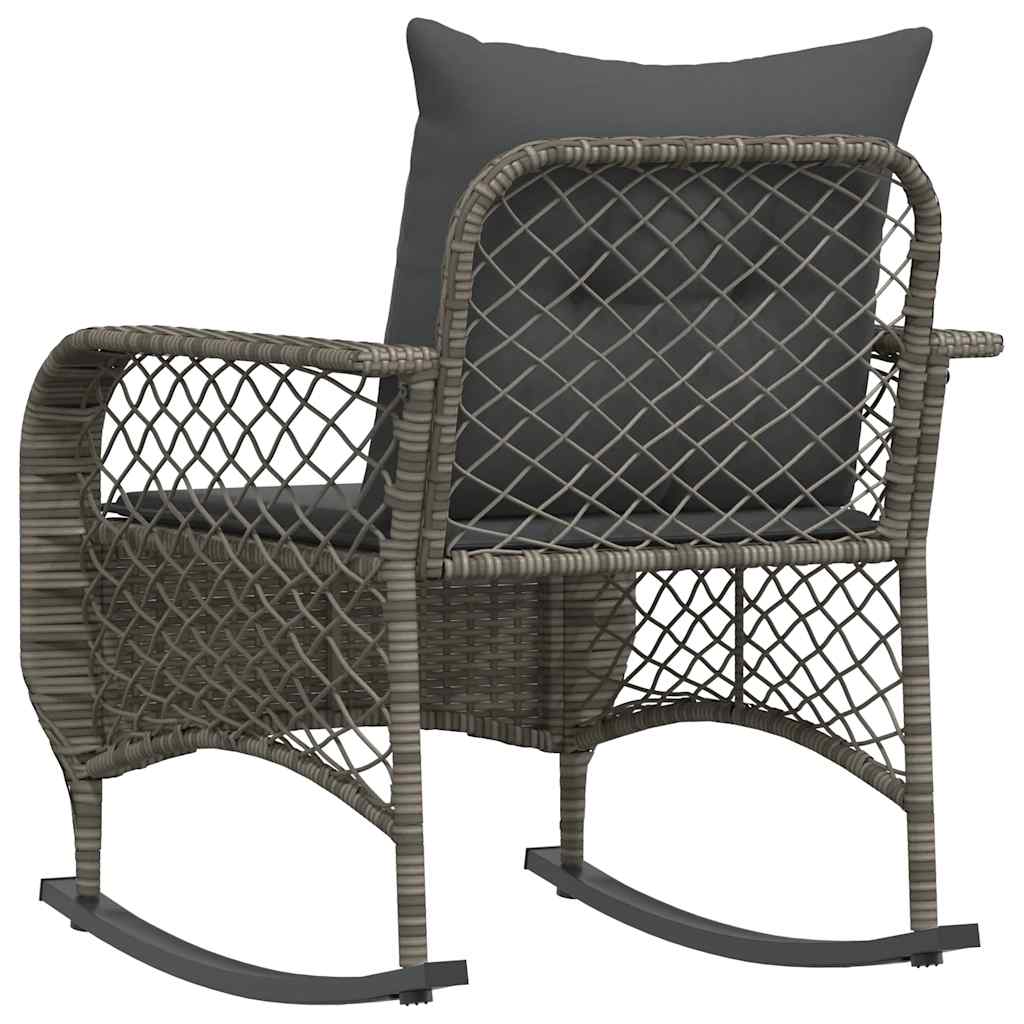 udendørs gyngestol med hynder polyrattan grå