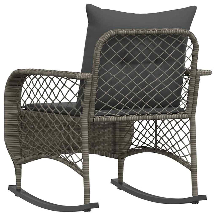 udendørs gyngestol med hynder polyrattan grå
