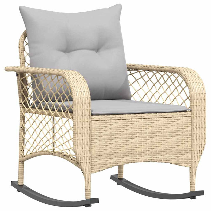 udendørs gyngestol med hynder polyrattan beige