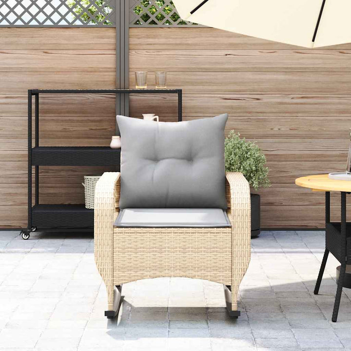 udendørs gyngestol med hynder polyrattan beige