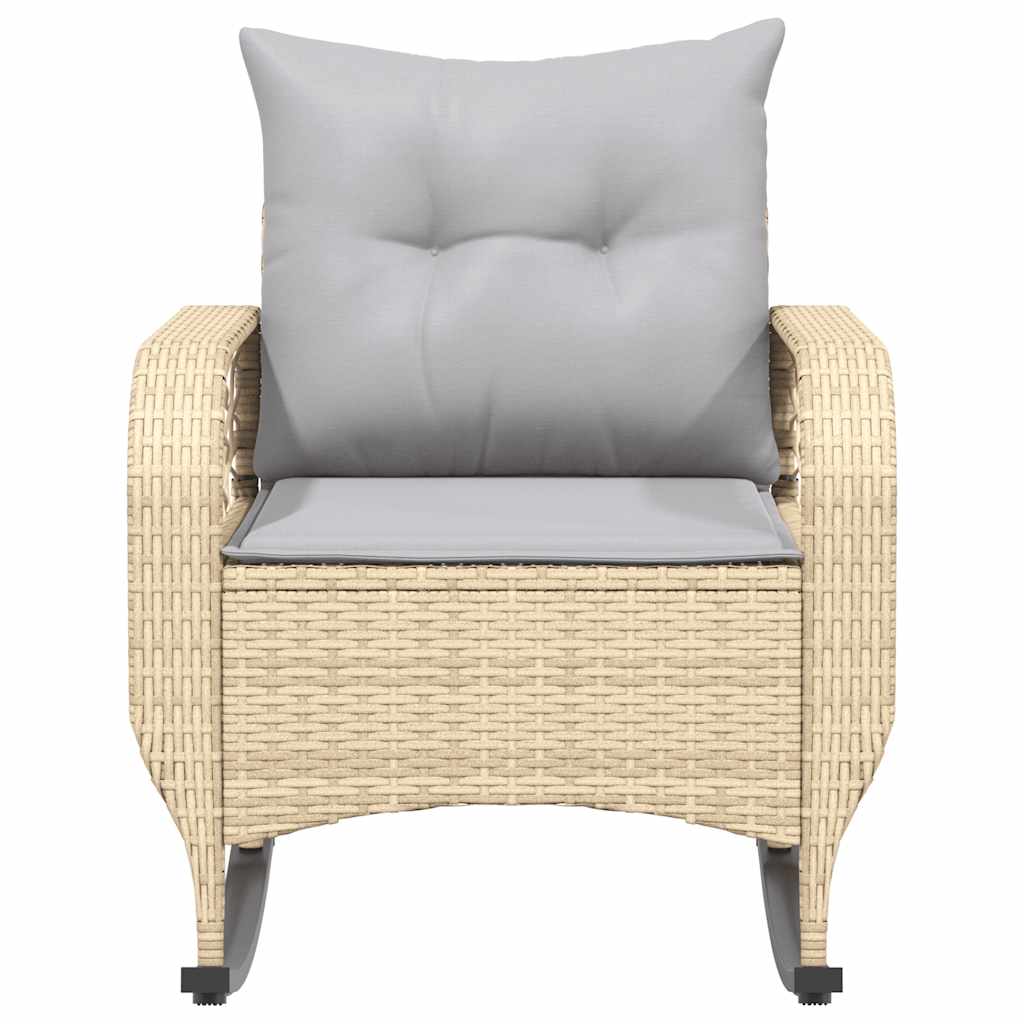 udendørs gyngestol med hynder polyrattan beige