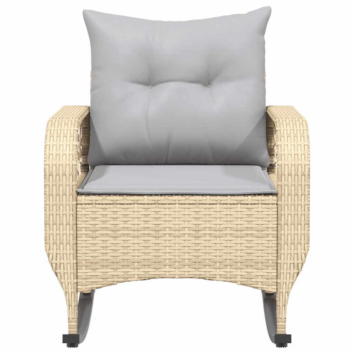 udendørs gyngestol med hynder polyrattan beige