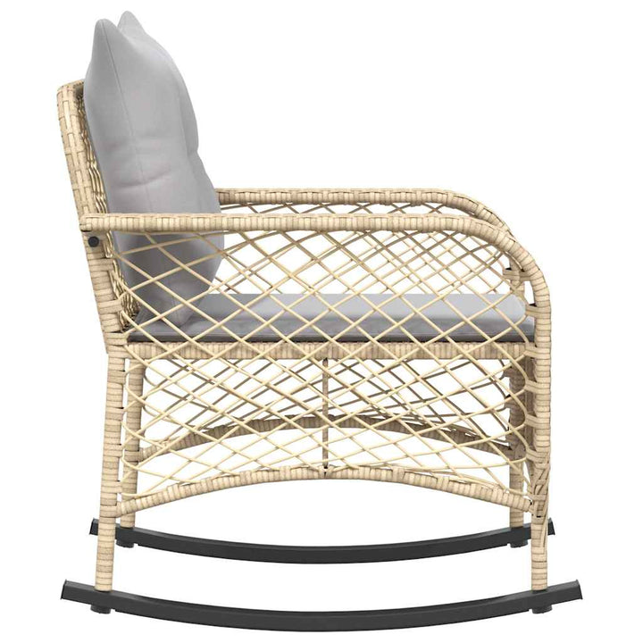 udendørs gyngestol med hynder polyrattan beige