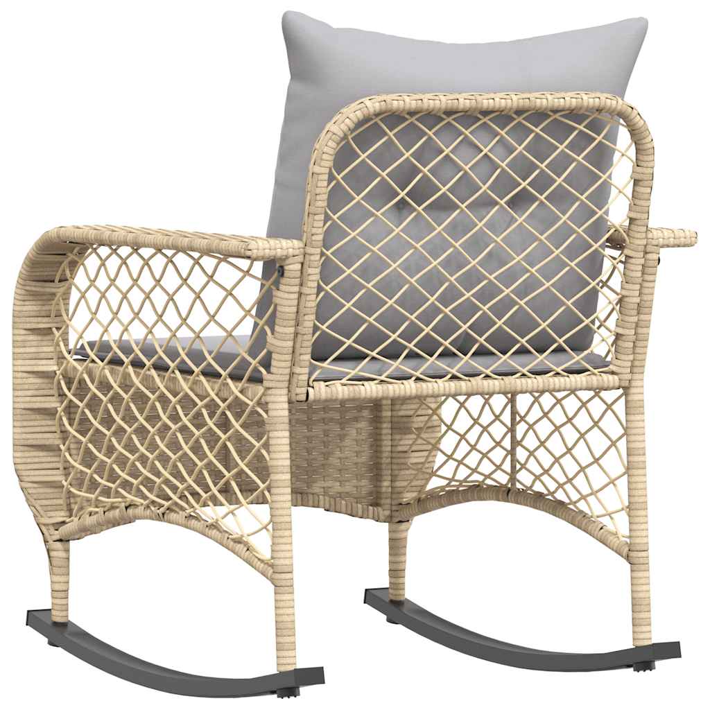 udendørs gyngestol med hynder polyrattan beige
