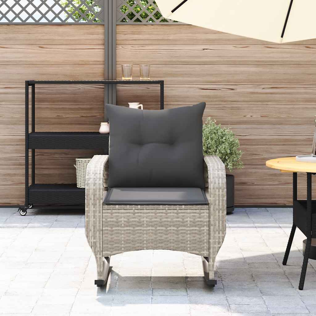 udendørs gyngestol med hynder polyrattan lysegrå