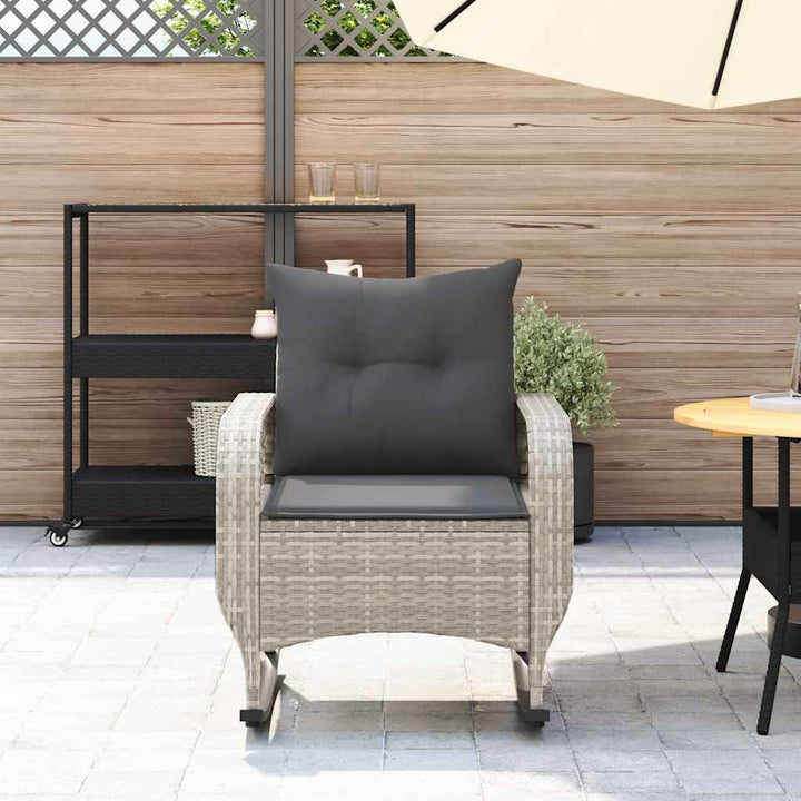 udendørs gyngestol med hynder polyrattan lysegrå