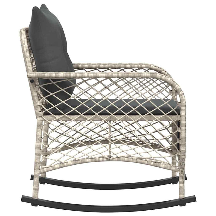 udendørs gyngestol med hynder polyrattan lysegrå