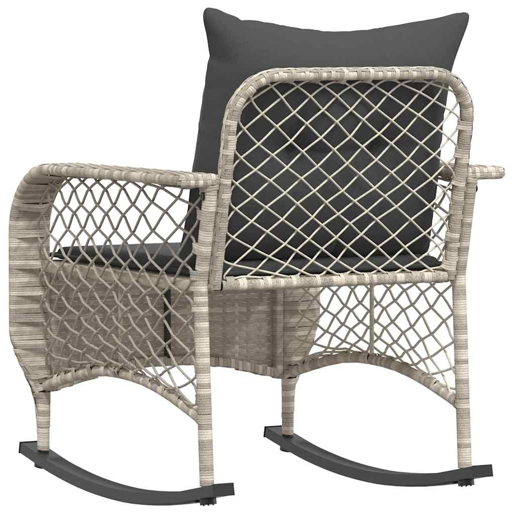 udendørs gyngestol med hynder polyrattan lysegrå