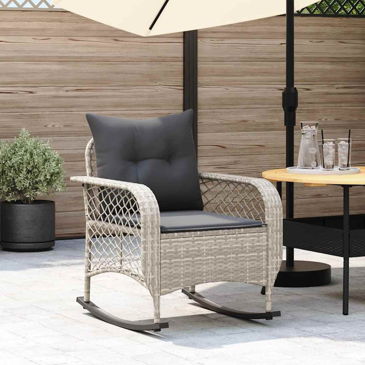 udendørs gyngestol med hynder polyrattan lysegrå