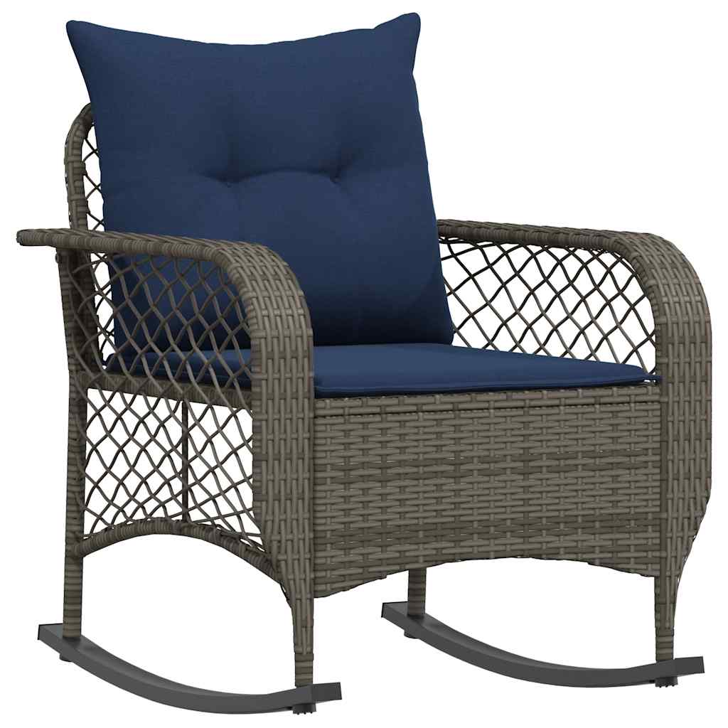 udendørs gyngestol med hynder polyrattan grå
