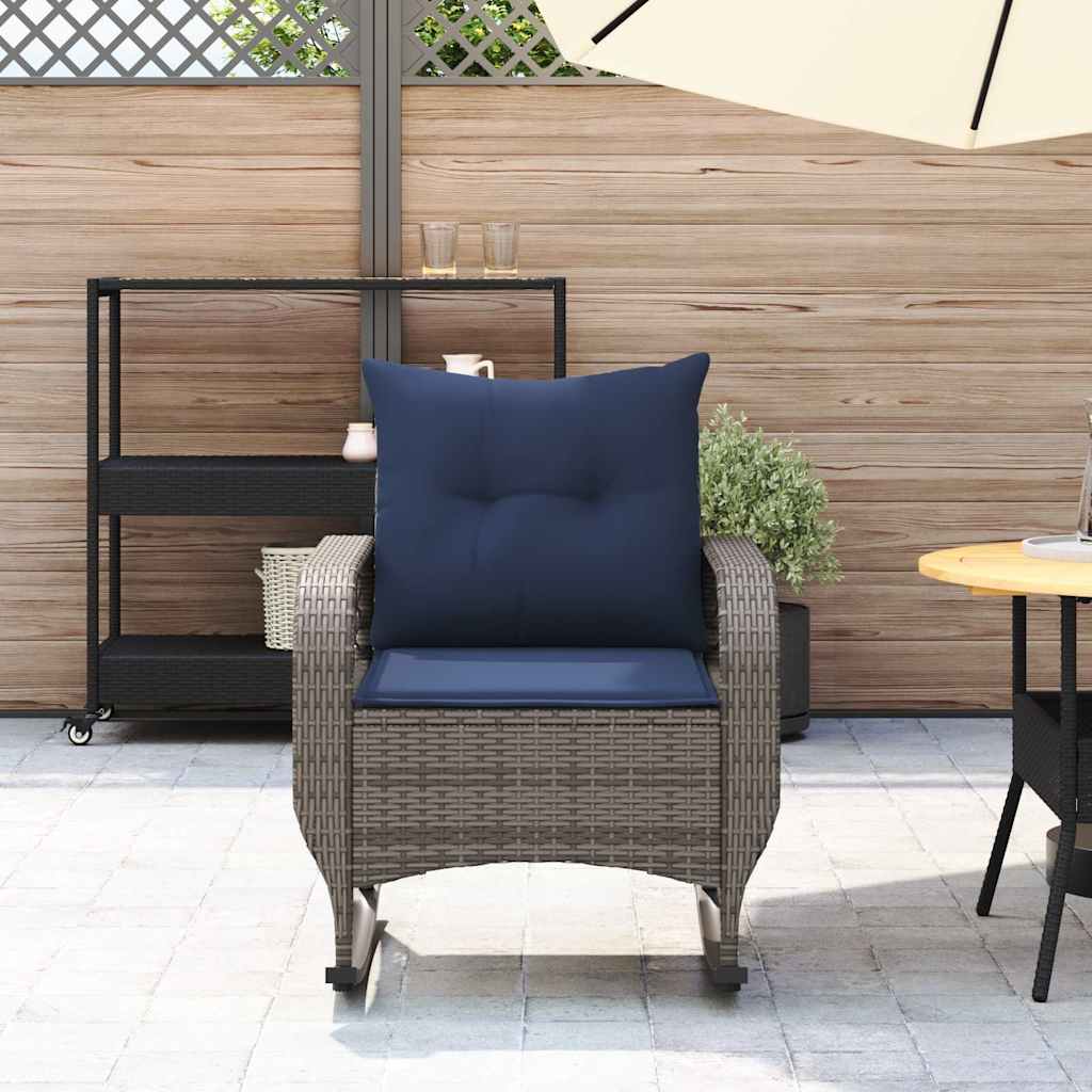 udendørs gyngestol med hynder polyrattan grå