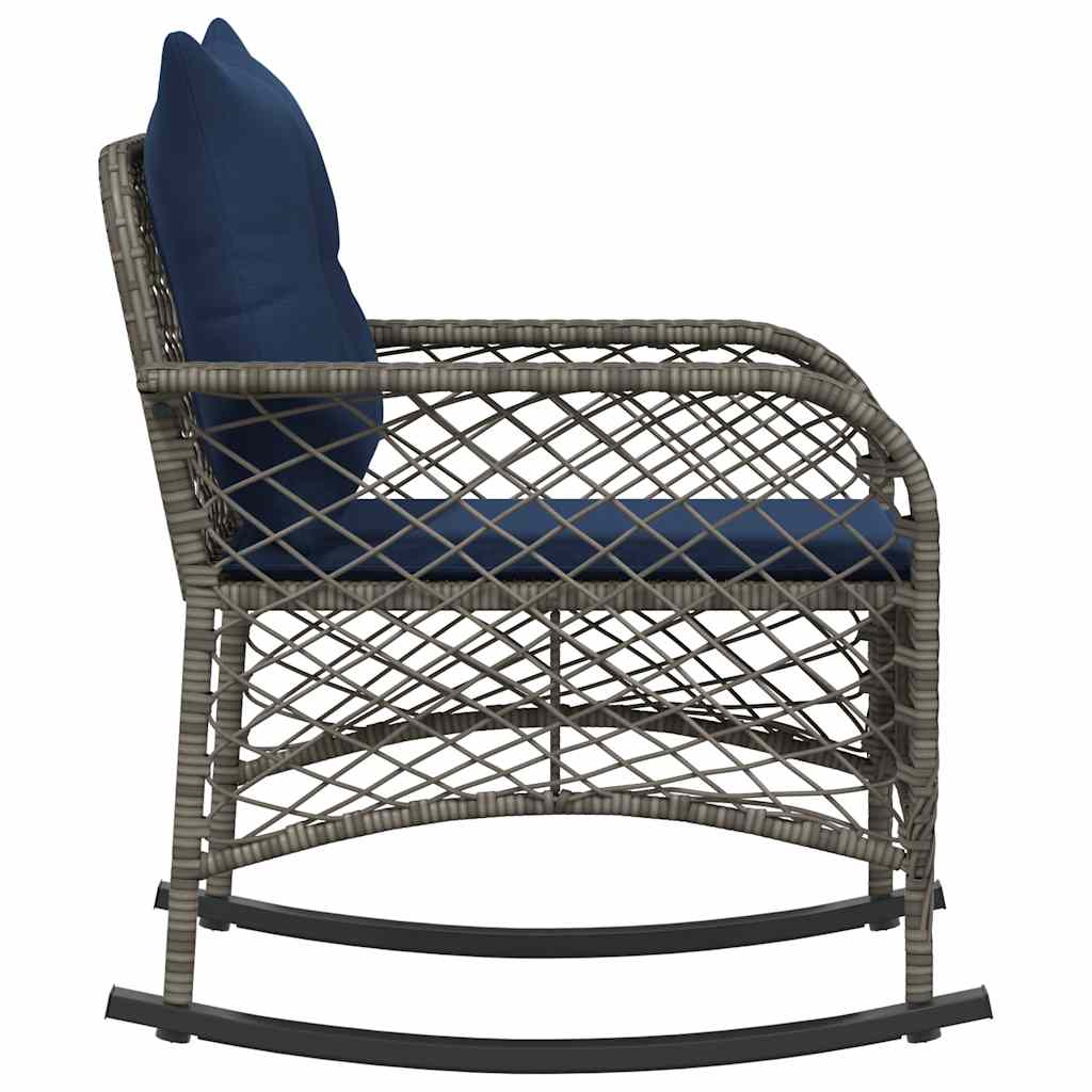 udendørs gyngestol med hynder polyrattan grå