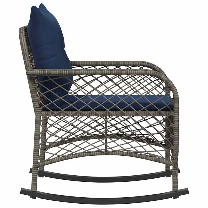 udendørs gyngestol med hynder polyrattan grå