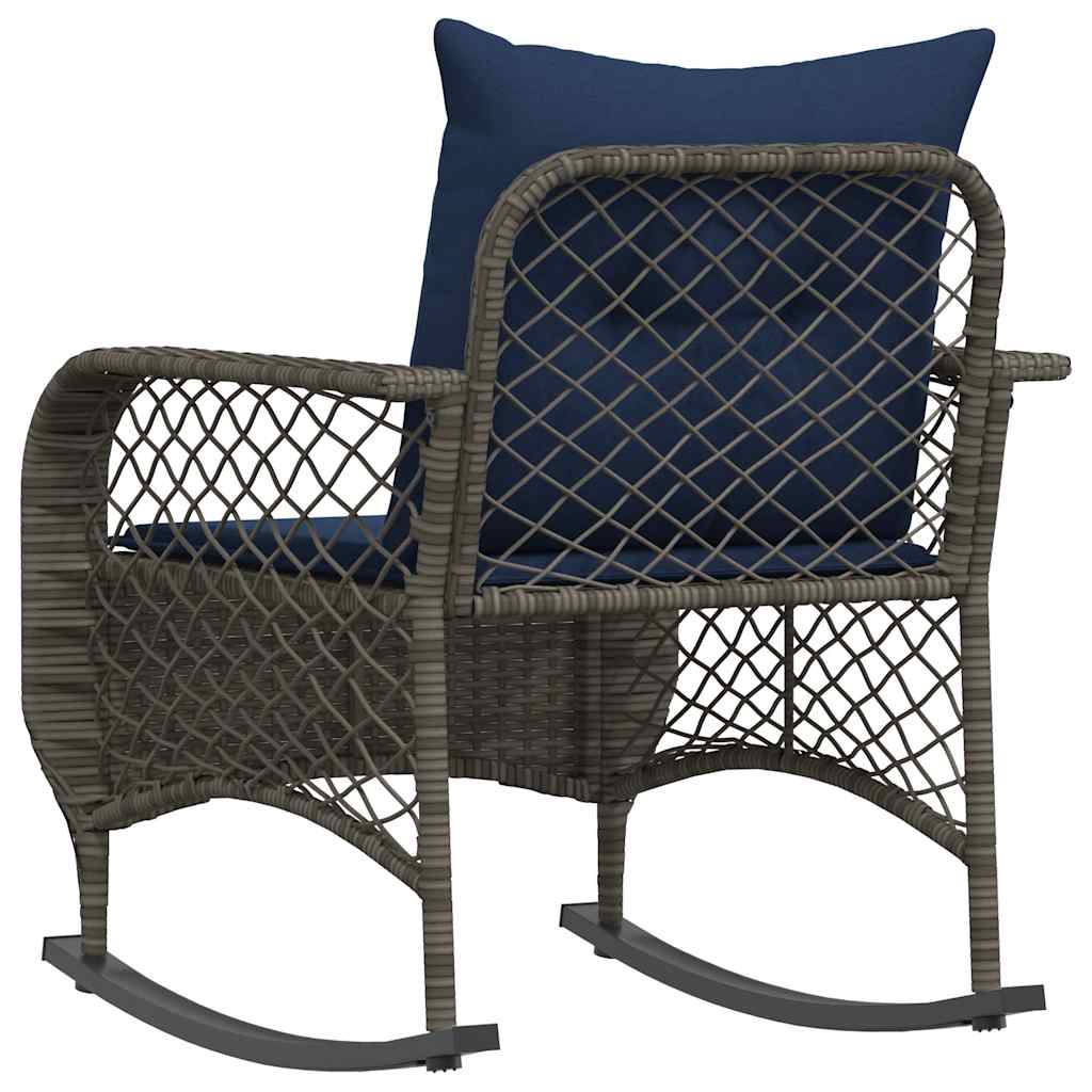 udendørs gyngestol med hynder polyrattan grå