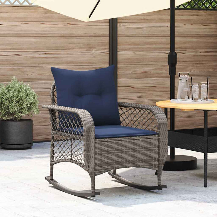 udendørs gyngestol med hynder polyrattan grå