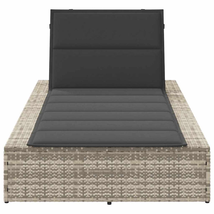solseng med flydende hynde polyrattan lysegrå