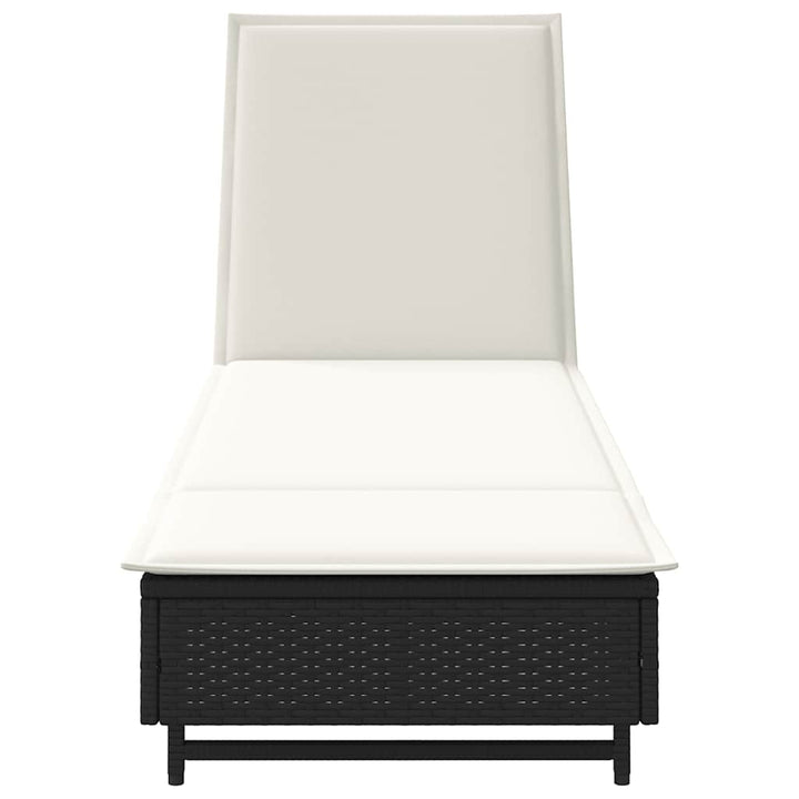 liggestol med hjul og hynde polyrattan sort