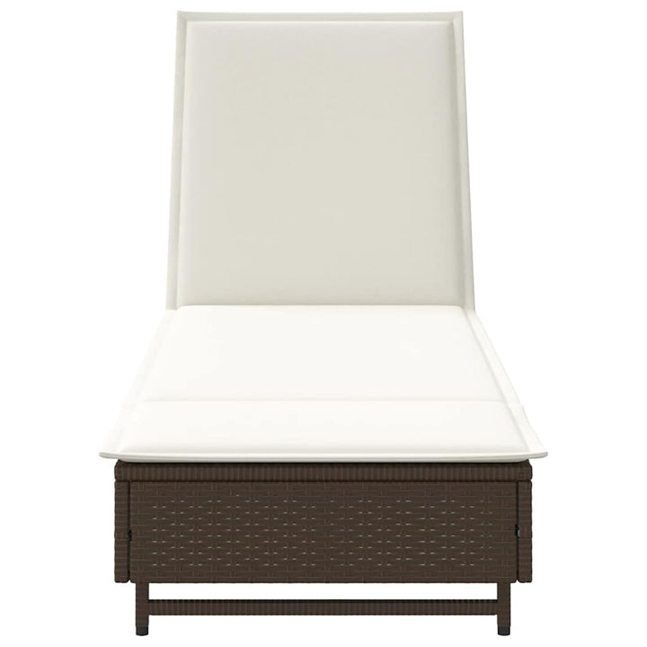 liggestol med hjul og hynde polyrattan brun