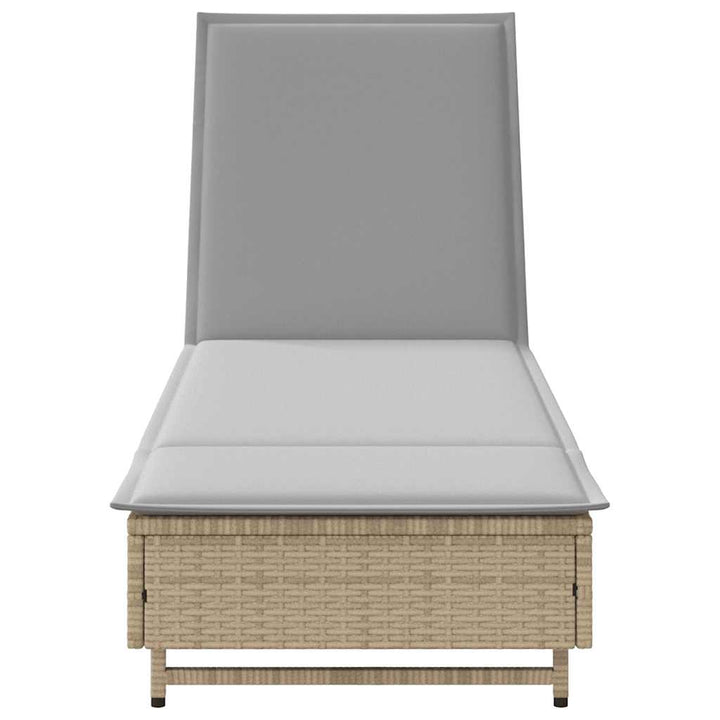 liggestol med hjul og hynde polyrattan beige