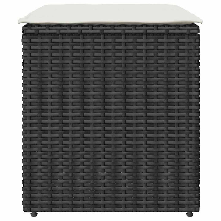havestole med hynder 2 stk. 40x40x43 cm polyrattan sort