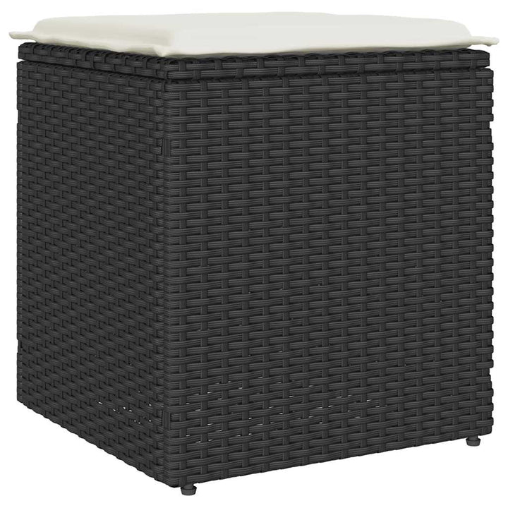 havestole med hynder 2 stk. 40x40x43 cm polyrattan sort