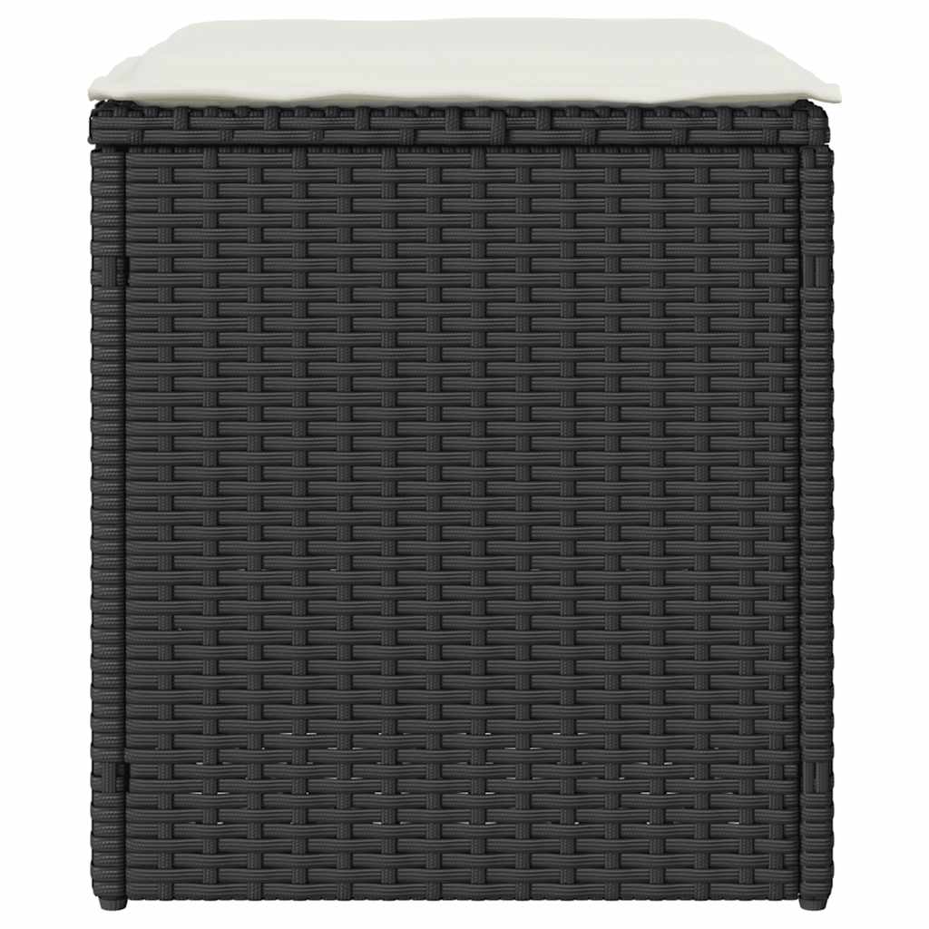 havestole med hynder 2 stk. 40x40x43 cm polyrattan sort