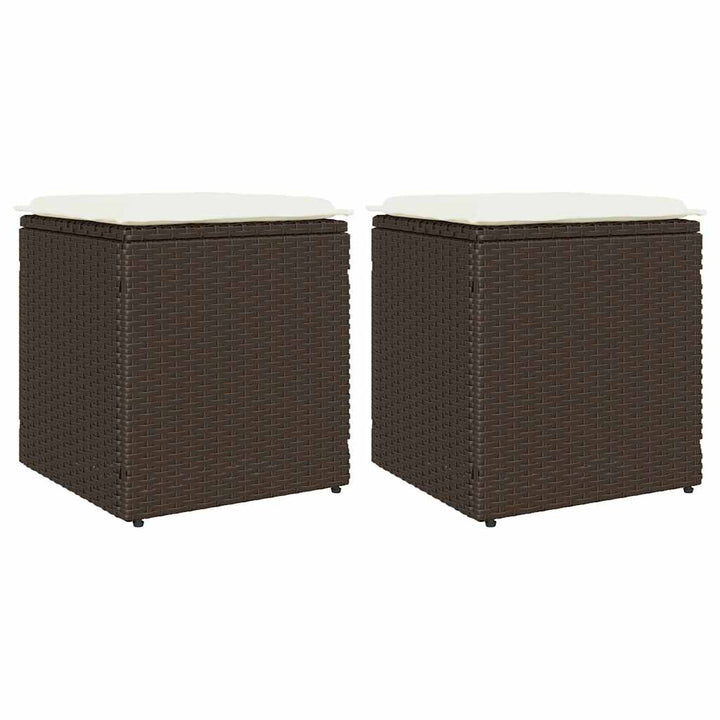 havestole med hynder 2 stk. 40x40x43 cm polyrattan brun