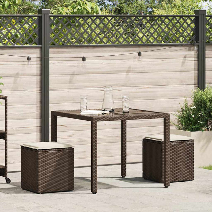 havestole med hynder 2 stk. 40x40x43 cm polyrattan brun