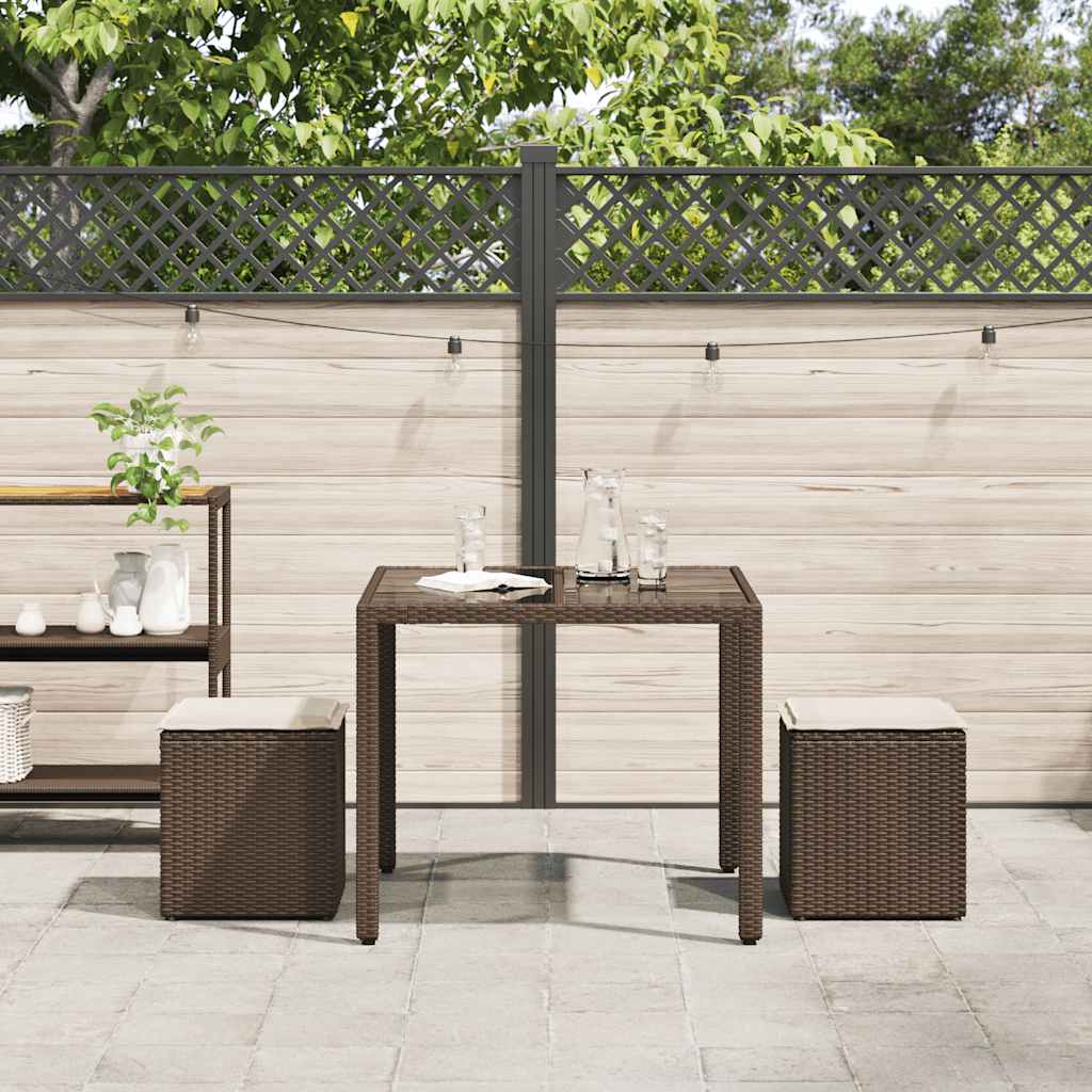 havestole med hynder 2 stk. 40x40x43 cm polyrattan brun