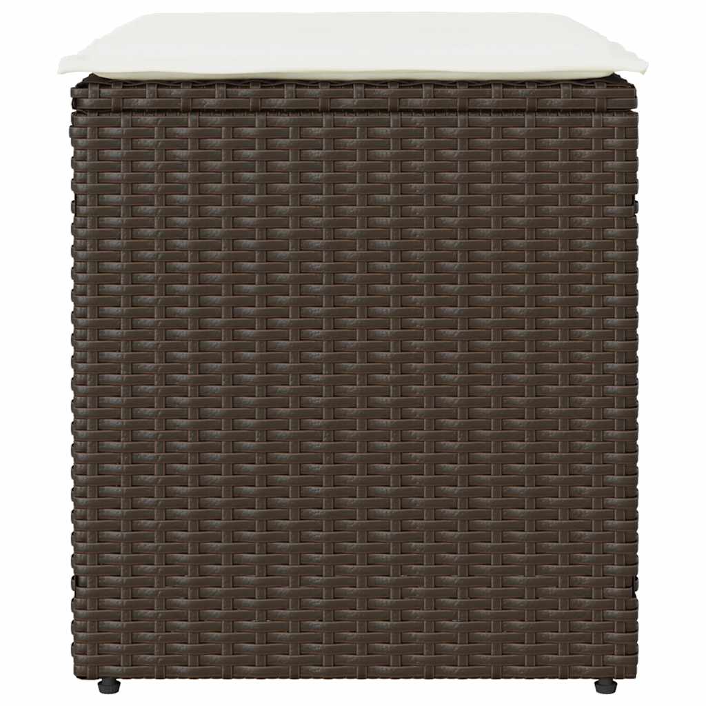 havestole med hynder 2 stk. 40x40x43 cm polyrattan brun