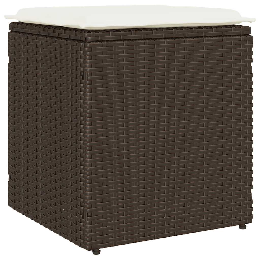 havestole med hynder 2 stk. 40x40x43 cm polyrattan brun