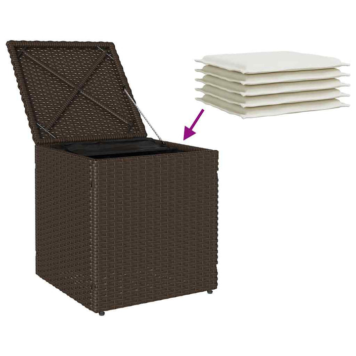 havestole med hynder 2 stk. 40x40x43 cm polyrattan brun