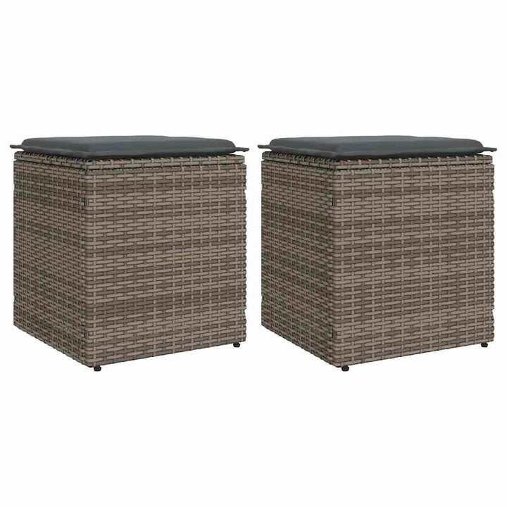 havestole med hynder 2 stk. 40x40x43 cm polyrattan grå