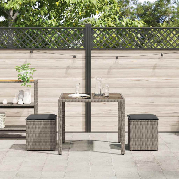 havestole med hynder 2 stk. 40x40x43 cm polyrattan grå