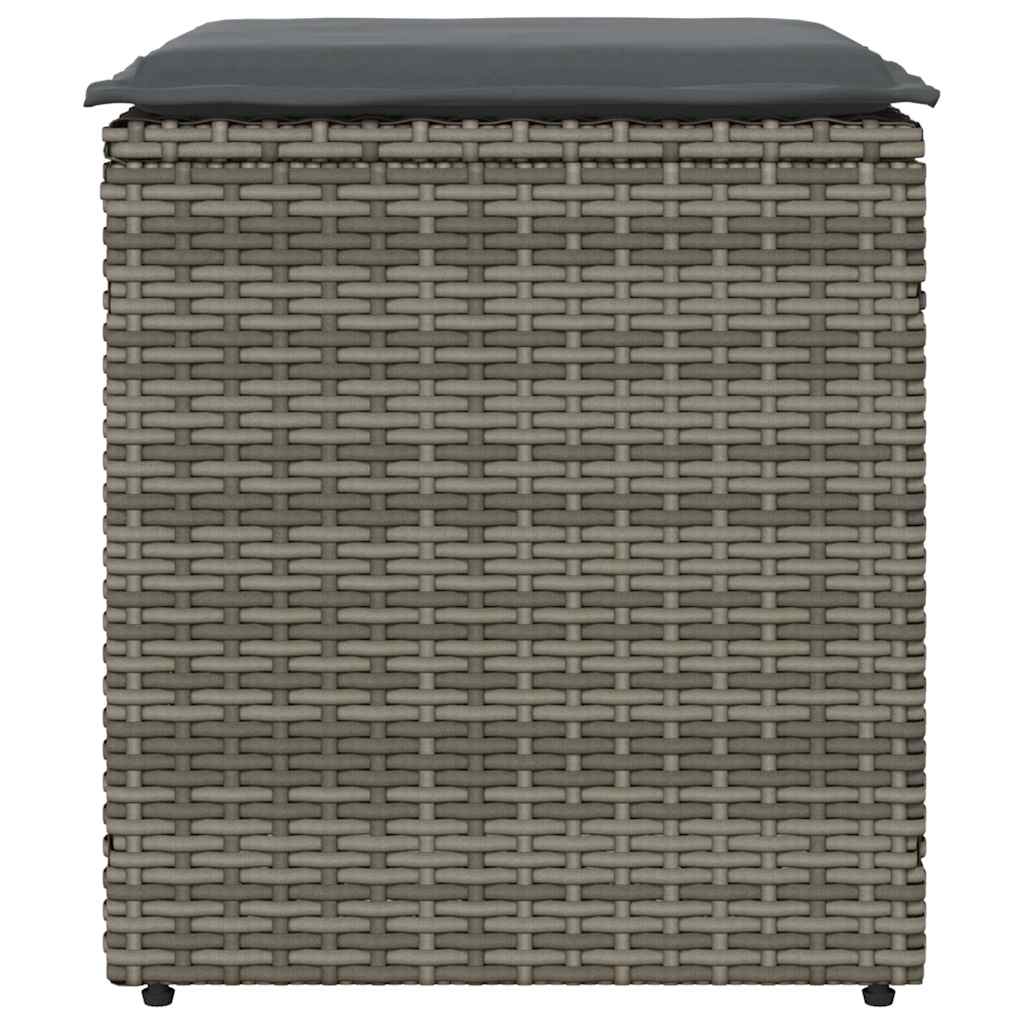 havestole med hynder 2 stk. 40x40x43 cm polyrattan grå