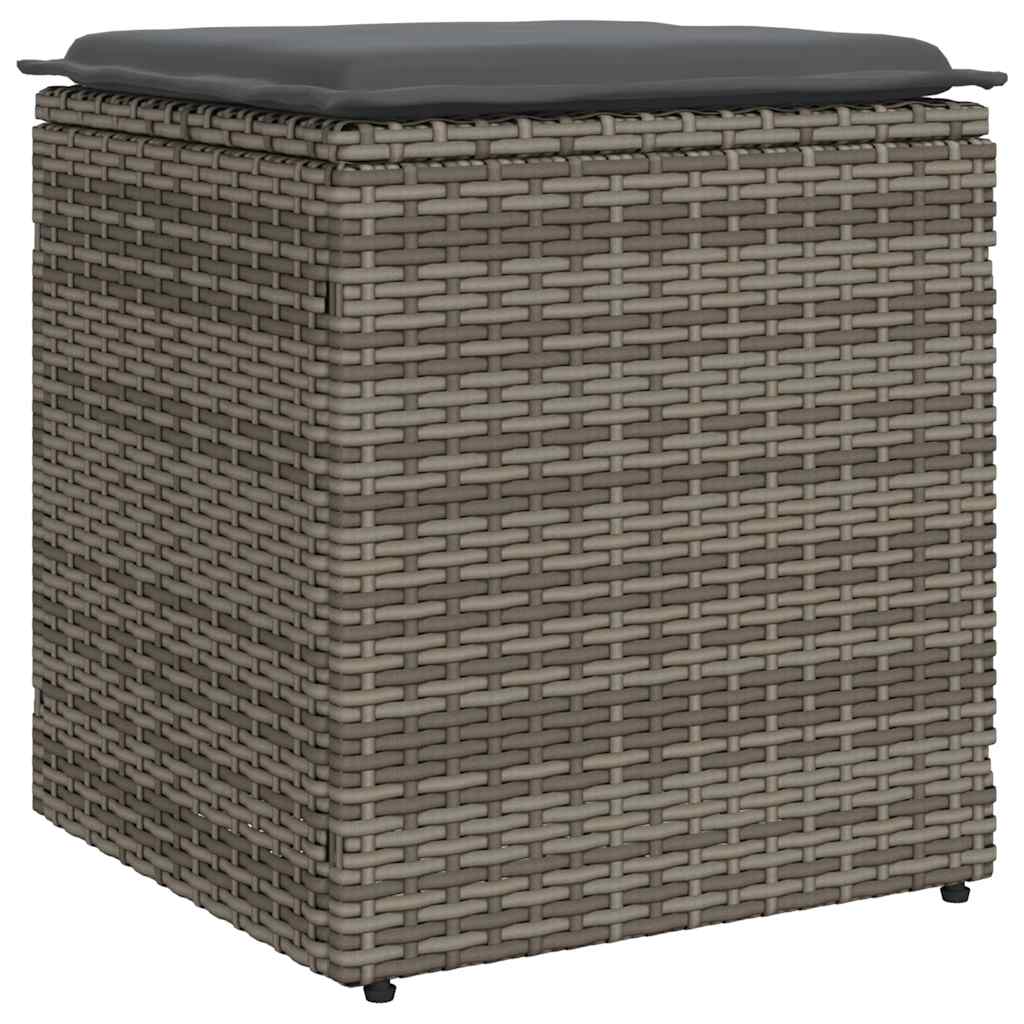 havestole med hynder 2 stk. 40x40x43 cm polyrattan grå