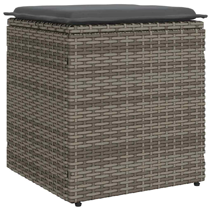 havestole med hynder 2 stk. 40x40x43 cm polyrattan grå
