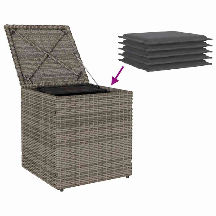 havestole med hynder 2 stk. 40x40x43 cm polyrattan grå