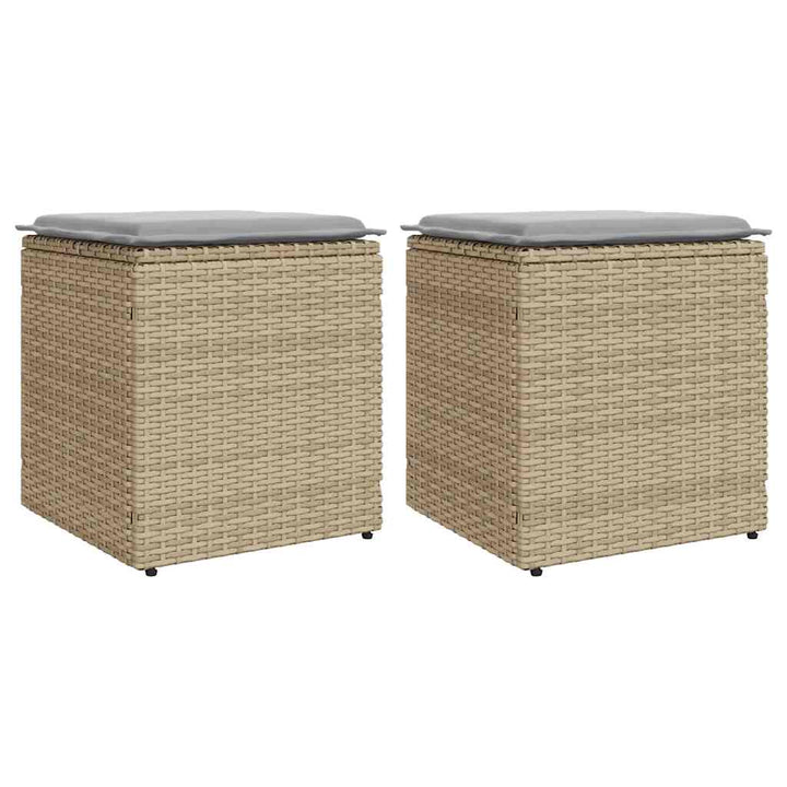 havestole med hynder 2 stk. 40x40x43 cm polyrattan beige