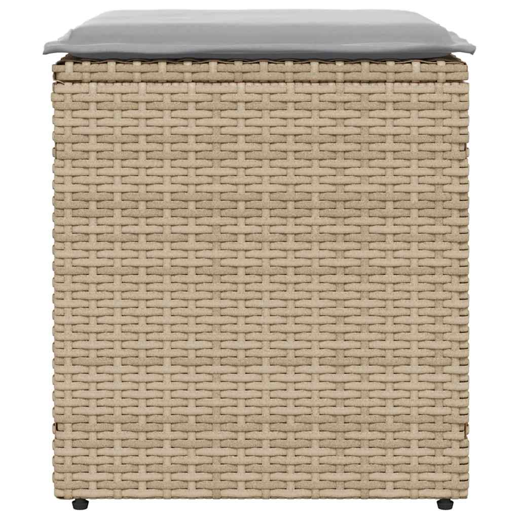 havestole med hynder 2 stk. 40x40x43 cm polyrattan beige