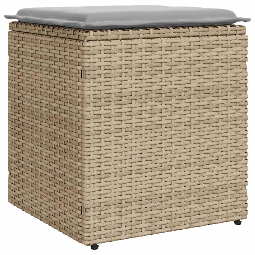 havestole med hynder 2 stk. 40x40x43 cm polyrattan beige