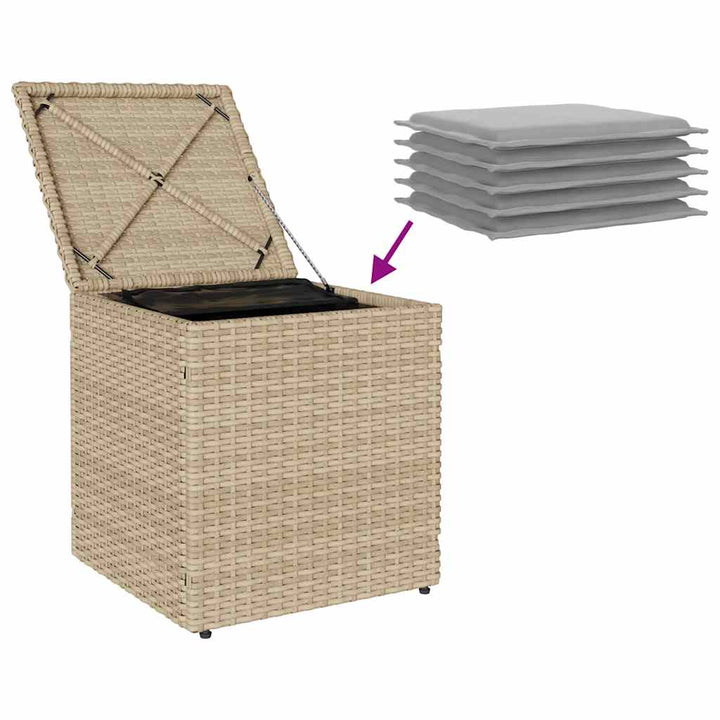 havestole med hynder 2 stk. 40x40x43 cm polyrattan beige