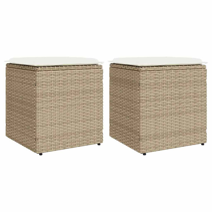 havestole med hynder 2 stk. 40x40x43 cm polyrattan beige