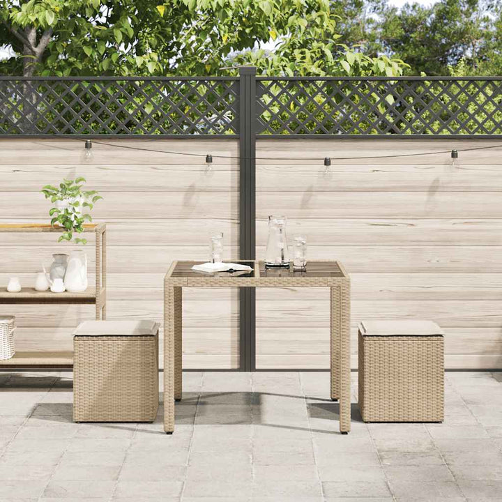 havestole med hynder 2 stk. 40x40x43 cm polyrattan beige