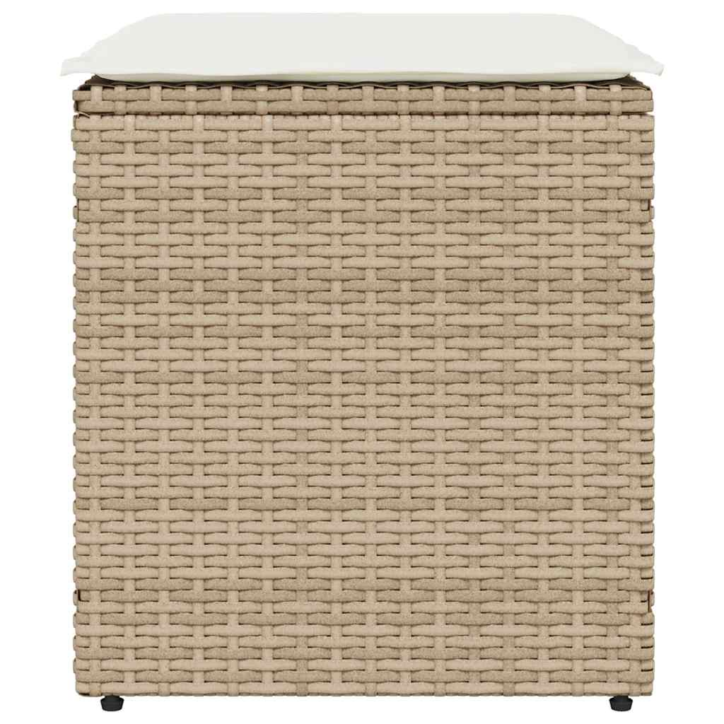 havestole med hynder 2 stk. 40x40x43 cm polyrattan beige