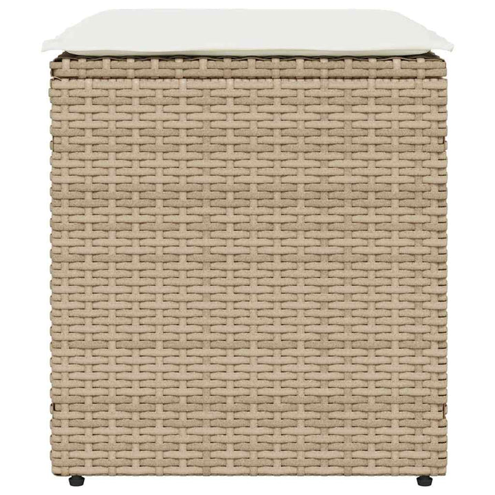 havestole med hynder 2 stk. 40x40x43 cm polyrattan beige