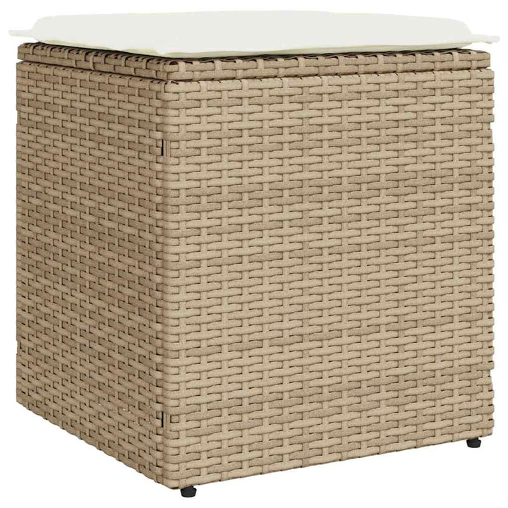 havestole med hynder 2 stk. 40x40x43 cm polyrattan beige