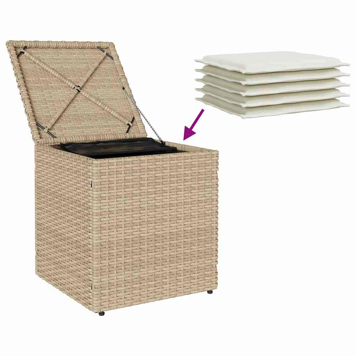 havestole med hynder 2 stk. 40x40x43 cm polyrattan beige