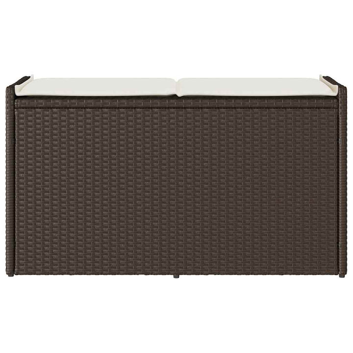 udendørs opbevaringsbænk med hynde 100 cm polyrattan brun
