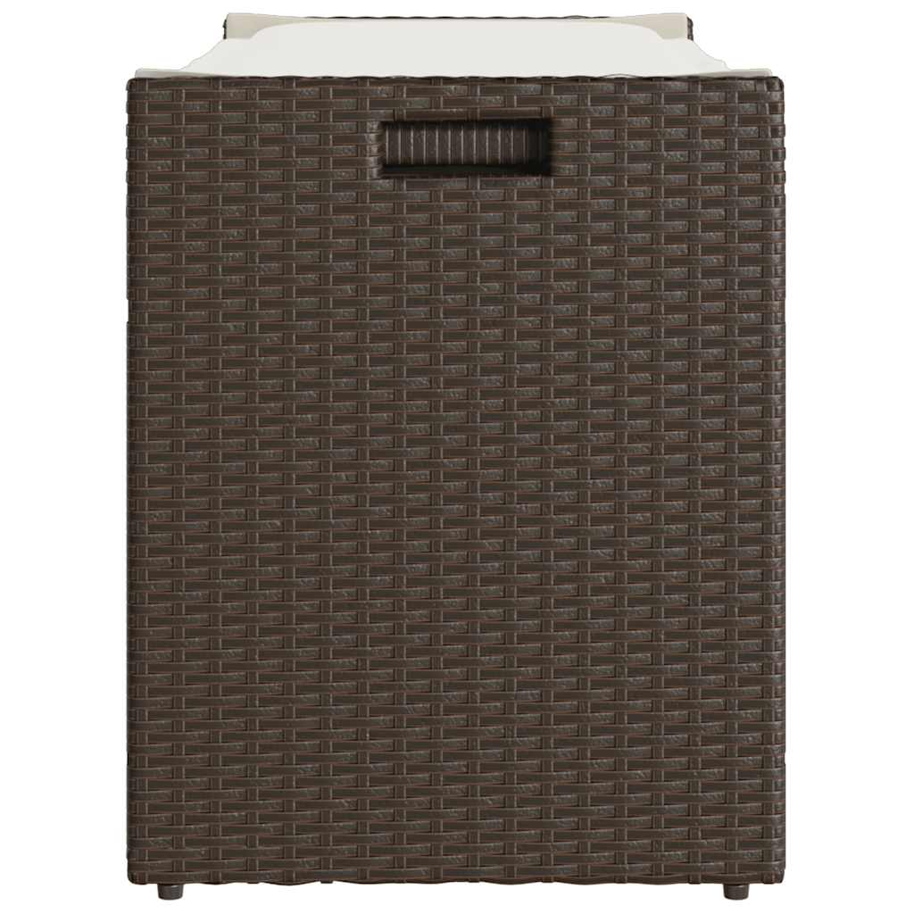 udendørs opbevaringsbænk med hynde 100 cm polyrattan brun